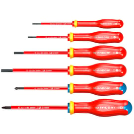 Jeu de 6 tournevis isolés 1000 Volts PROTWIST® ATDVE.J6PB Plat et Pozidriv®
