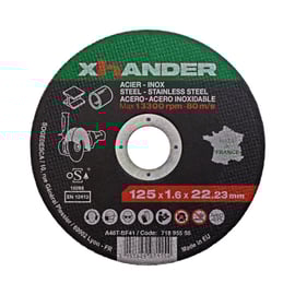 Meule à tronçonner plate acier/inox  - Ø meule 125 mm - Épaisseur de la meule 1,6 mm - Ø alésage 22,23 mm