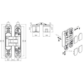 Charnière invisible KUBI7 K7080 chromé satiné