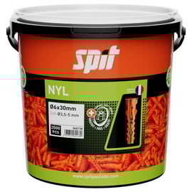 Cheville NYL avec collerette 6 x 30 - seau de 2000 pièces