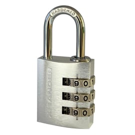 Cadenas à combinaison - Coffre aluminium - Anse acier - 3 molettes - Largeur 30 mm - Finition argent