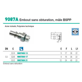 Embout pour raccord pneumatique 9087A06 - G 1/4"