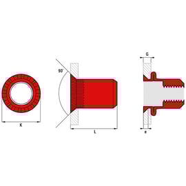 Écrou à sertir aveugle tête fraisée 90° TCK zingué