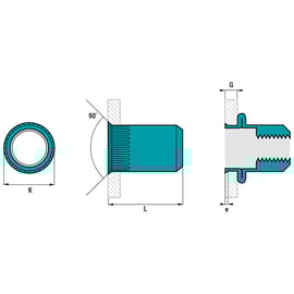 Écrou à sertir aveugle tête réduite crantée ENR inox A2