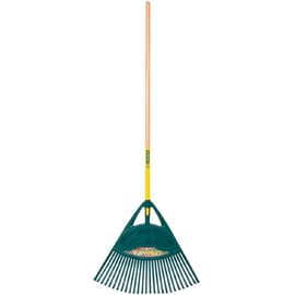 Balai à gazon plastique XL 27 dents avec manche bois - 65 cm