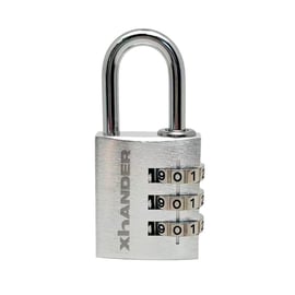 Cadenas à combinaison - Coffre aluminium - Anse acier - 3 molettes - Largeur 30 mm - Finition argent