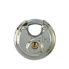 Cadenas rond à clé - Coffre laiton - Anse acier - Largeur 70 mm - 2 clés
