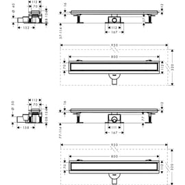 Kit complet pour installation caniveau de douche à carreler 800 mm