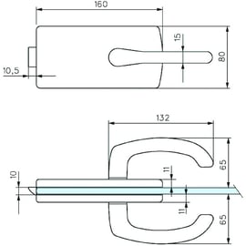 Serrure de milieu 4301 pour porte en verre