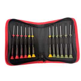 Jeu de 12 tournevis micro-précision : 4 plats + 3 Phillips® + 5 Torx®