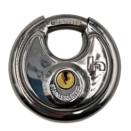 Cadenas rond à clé - Coffre laiton - Anse acier - Largeur 70 mm - 2 clés