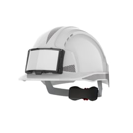 Casque de protection EVOLite® ventilé avec porte-badge et CR2 gris - blanc