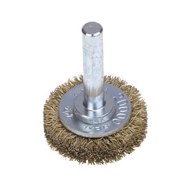 Brosse à fil circulaire ondulé en acier sur tige