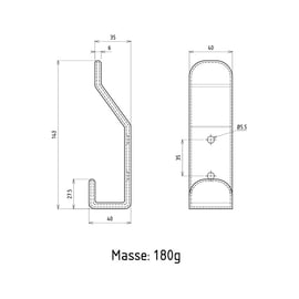 Patère simple en acier rilsanisé