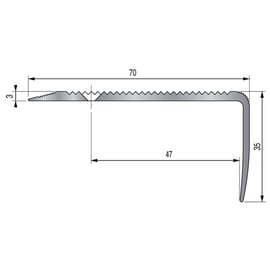 Nez de marche strié 9T - 70x35 mm- longueur 3000 mm