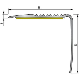Nez de marche strié adhésif 41VA - 55x50 mm - longueur 3000 mm