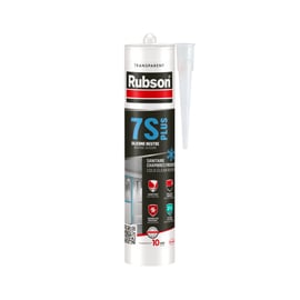 Mastic 7S+ silicone sanitaire neutre fongicide 310 ml - transparent