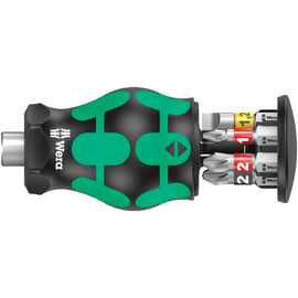 Tournevis Tom Pouce à réserve avec 6 embouts plat Pozidriv® et Phillips® Kraftform Kompakt 2