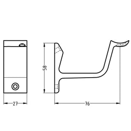 Support de rampe design déport 76 mm socle concave - aluminium