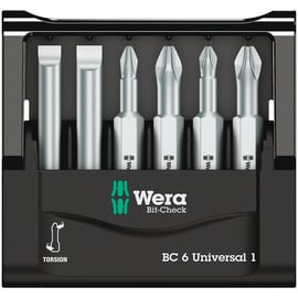 Embouts de vissage inox Phillips® Pozidriv® Plat Bit-Check 6 Universal 1 SB en étui de 6 pièces
