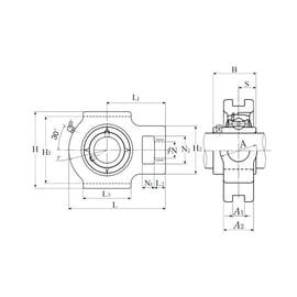 Palier complet coulisseau tendeur UCT.205 - 25 mm