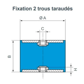 Butée cylindrique RADIAFLEX fixation à 2 trous taraudés - D.30 mm - Charge de pression maximale : 700 N - 520517