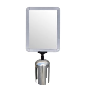 Panneau porte affiche format A4 avec adaptateur chromé pour poteau de guidage inox