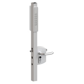 Serrure en applique avec clavier à code électronique VOLTA externe alimenté par batterie pour profils carrés de 40 à 60 mm argent