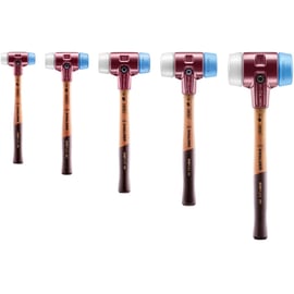 Massette SIMPLEX à embouts interchangeables en superplastique blanc polyéthylène thermoplastique (TPE) souple bleu boîtier en fonte malléable manche en bois