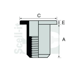 Écrou à sertir aveugle tête plate crantée EAD aluminium