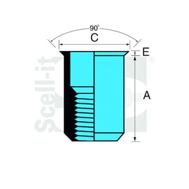 Écrou à sertir aveugle tête réduite crantée ENR inox A2
