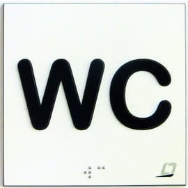 Pictogramme inscription braille ABS - wc - blanc