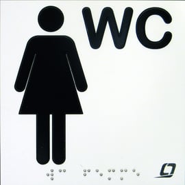 Pictogramme inscription braille ABS - wc - blanc