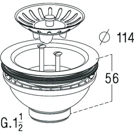 Bonde à panier à commande manuelle 513 - Diamètre : 114 mm