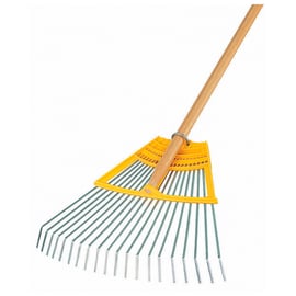 Balai à gazon multiservices à fil rond 20 dents avec manche en bois