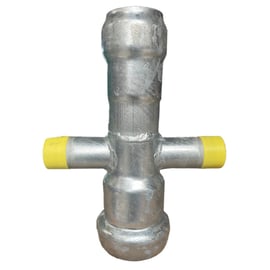 Croix ABC avec 2 sorties latérale filetée 1"1/2 galva