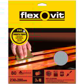 Feuille abrasive étanche - usage à sec - 230 x 280 mm - Grain 80 par 3 pièces