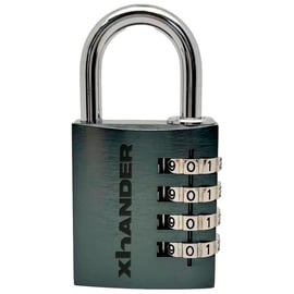 Cadenas à combinaison - Coffre aluminium - Anse acier - 4 molettes - Largeur 40 mm