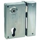 Serrure en applique  verticale à fouillot inox à cylindre européen