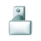 Bouton de porte sur rosace rectangulaire argent