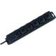Rallonge multiprise noire - IP44 - 6 prises - câble H07RN-F 3G1,5 - 2 m - noir