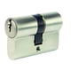 Cylindre européen de chantier 2 entrées 5 goupilles en laiton nickelé mat