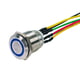 Bouton poussoir inox LED bleu 6 fils soudés PB19NO+NC_B12_6FS