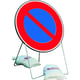Panneau de chantier BK6 A1 650 T1 Stationnement Interdit avec pied et 2 sacs de lestage