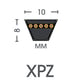 Courroie trapézoïdale étroite à flancs nus QUADPOWER XPZ/3VX