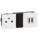 Prise de courant surface avec 2 chargeurs USB MOSAIC - 2 - 2P+T