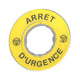 Etiquette pour bouton circulaire jaune 3D ZBY91 - 22 mm - "ARRET D'URGENCE"