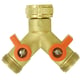 Nez sélecteur 2 circuits avec vannes d'arrêt en laiton - 20 x 27 mm