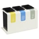 Corbeille de tri sélectif TRIBU  - 3 x 15 L - blanc signalisation RAL 9016 + stickers