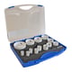 Coffret de scies cloche TR13 HSS Bimétal M3 - 13 trépans de diamètre : 19/20/22/25/29/35/38/40/48/60/65/68/86 - 3 arbres de montage 605 : P/2 + P/5 + R